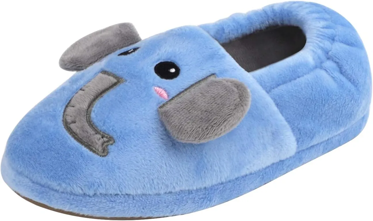 Toddlers Cute Cartoon House Slippers Boys Girls Warm Fuzzy Indoor Bedroom Shoes
