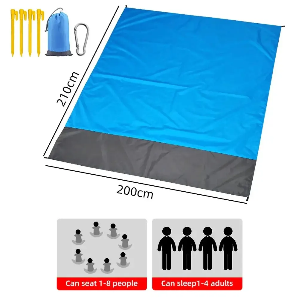 Waterproof Pocket Beach Blanket - 2x2.1m, Folding, Lightweight, Camping Mat
