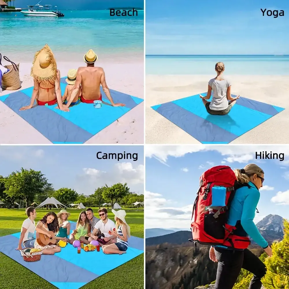 Waterproof Pocket Beach Blanket - 2x2.1m, Folding, Lightweight, Camping Mat