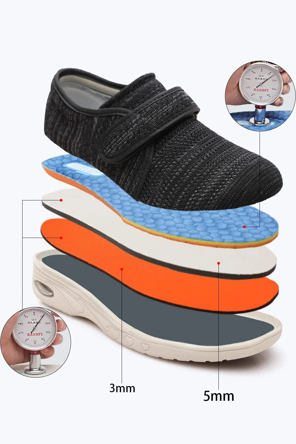Women's Diabetic Shoes for Women Casual Adjustable Walking Shoes Wide Shoes for Elderly Swollen Feet Non-Slip Air Cushion Bottom Fattening and Widening