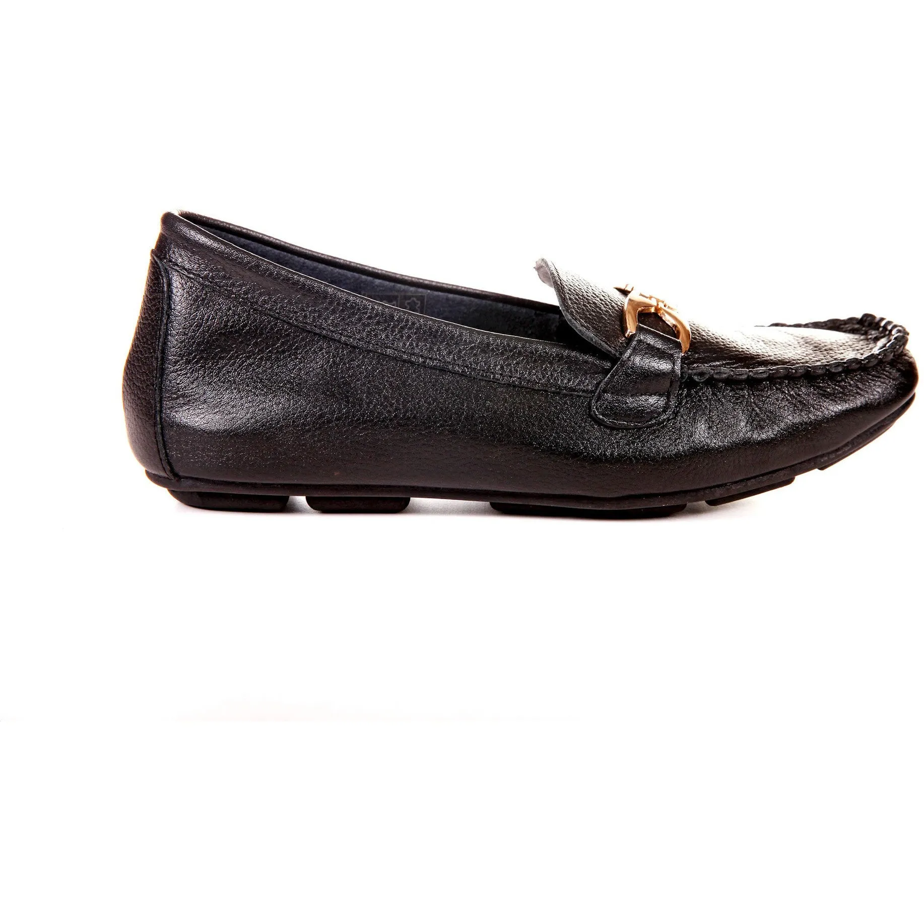 Women's Genuine Leather Flat Comfortable Shoes by ENAAF # CRSC77775BLK