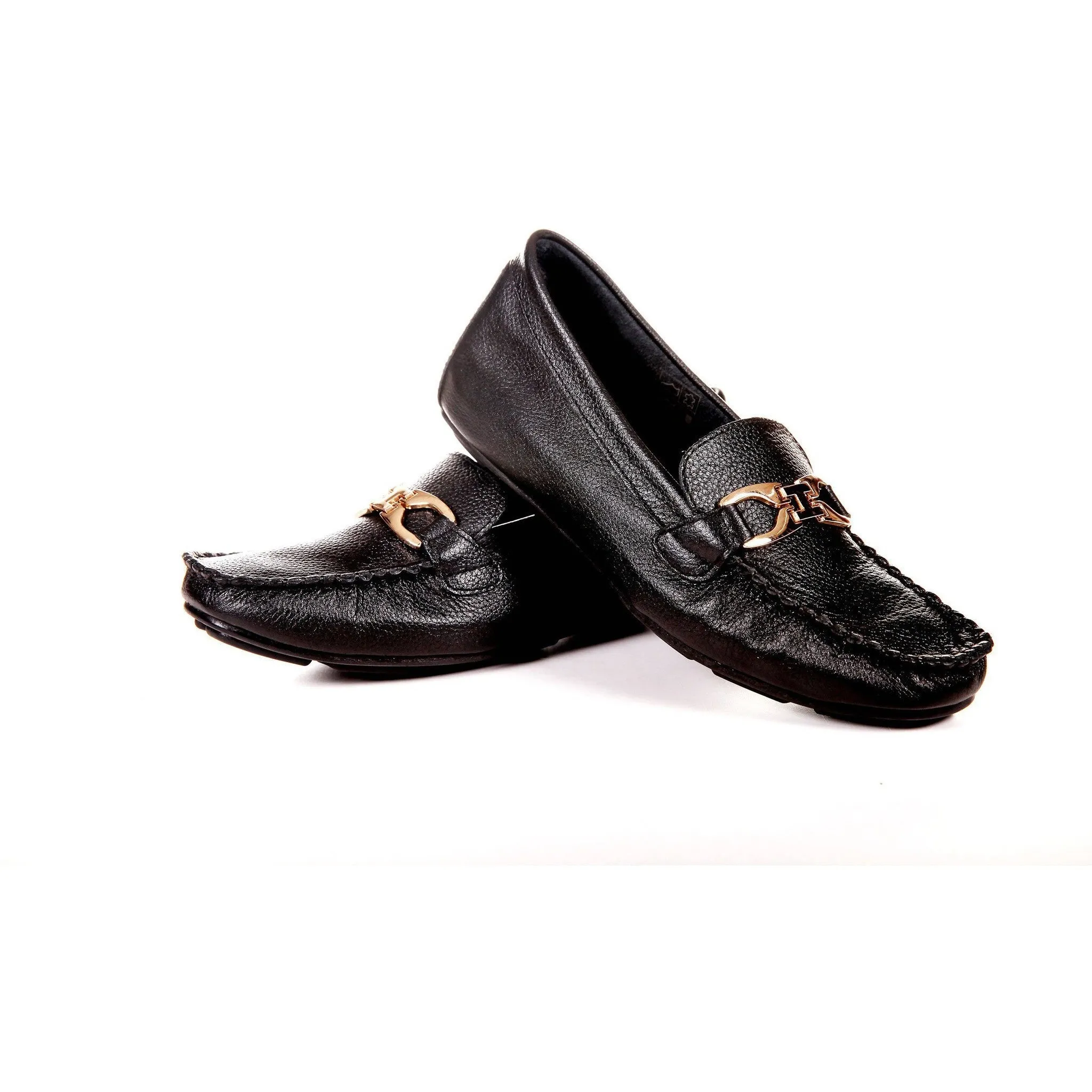Women's Genuine Leather Flat Comfortable Shoes by ENAAF # CRSC77775BLK
