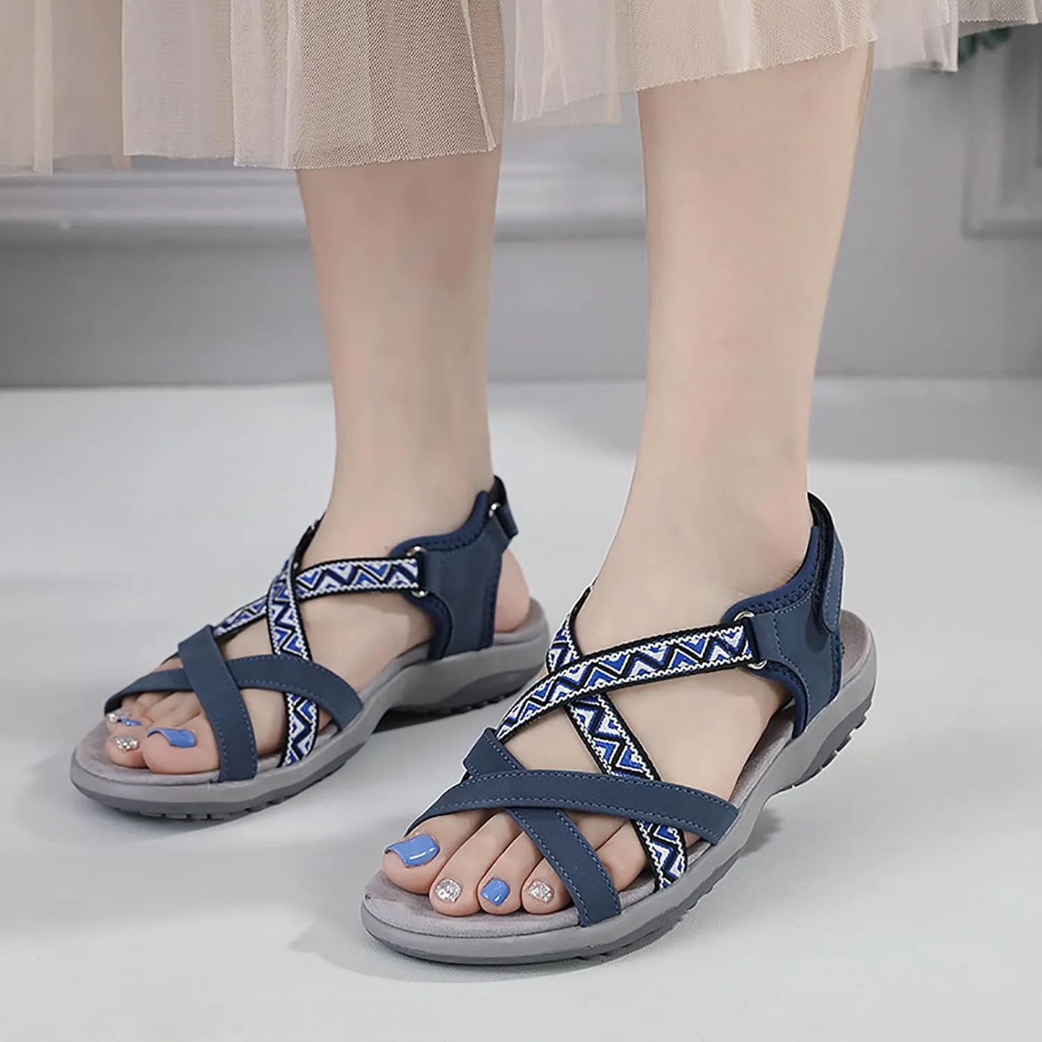 Womens Hiking Sandals Open Toe Sport Walking Sandal 2025 Summer Fashion Casual Sport Sandal Straps with Adjustable Hooks Arch Support Beach Vacation Casual Camping Shoes
