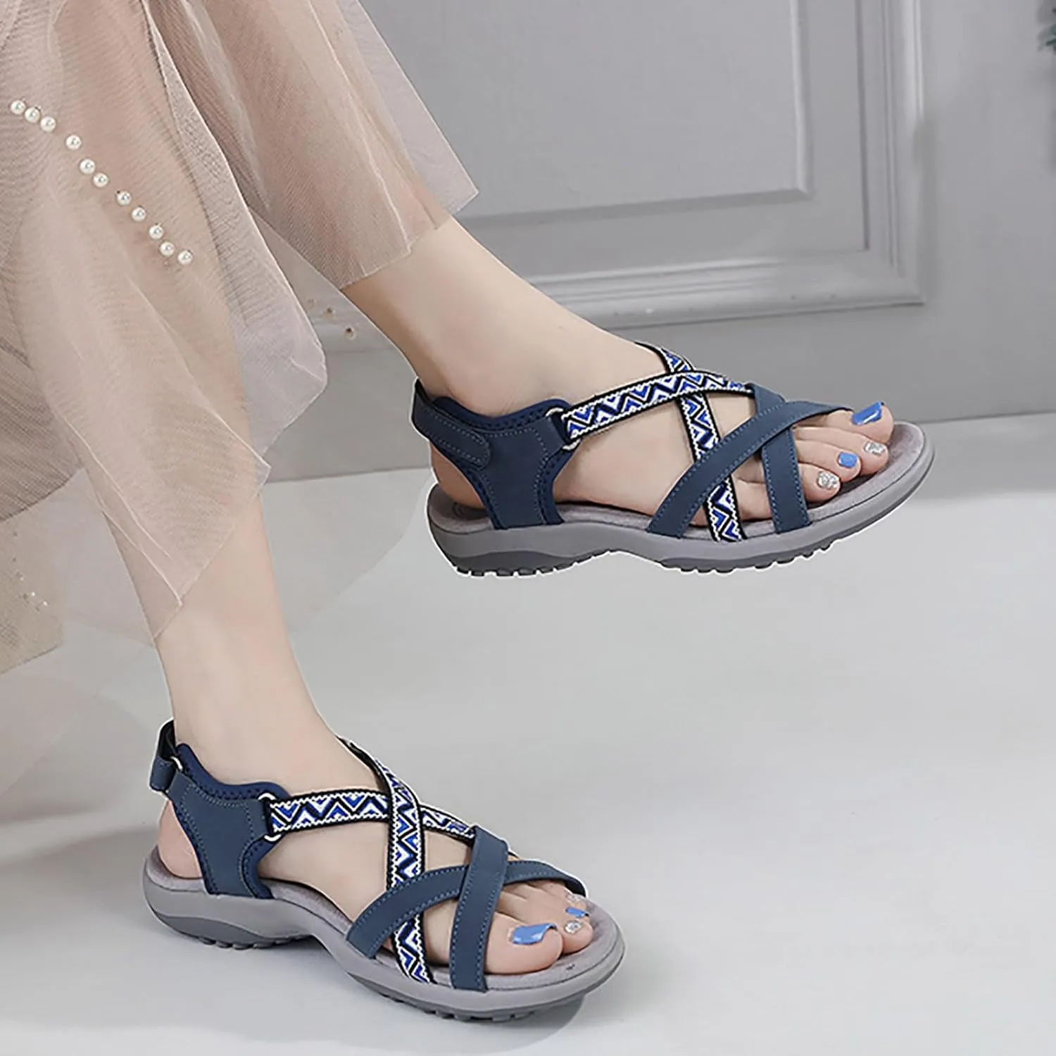 Womens Hiking Sandals Open Toe Sport Walking Sandal 2025 Summer Fashion Casual Sport Sandal Straps with Adjustable Hooks Arch Support Beach Vacation Casual Camping Shoes