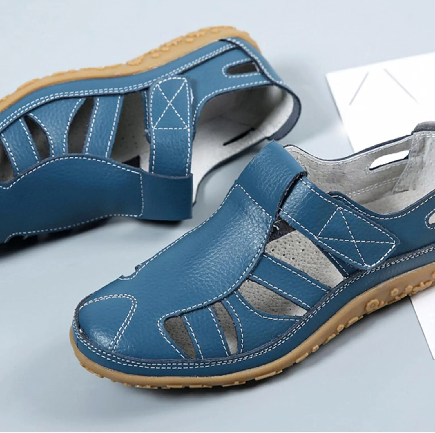 Women's Wedge Sandals Summer Dressy Closed Toe Hollow Out Bohemia Gladiator Shoes Comfortable Softsole Flat Beach Fisherman Sandals