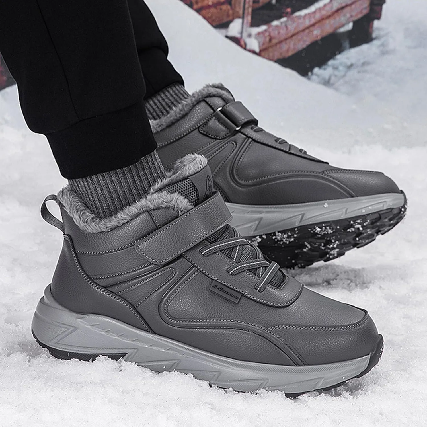 Work Boots for Men Soft Toe Hiking Sneakers Shoes with Fur Lined Women Safety Shoes Wide Width Waterproof Platform Botas Slip Resistant Hike Grounded Footwear